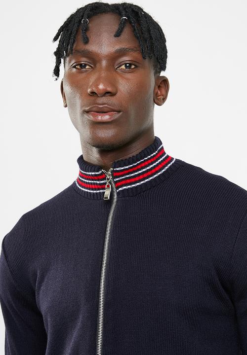 Superbalist - Zip-through funnel neck knit - navy