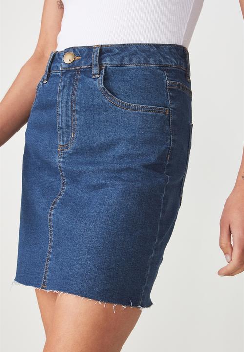 Cotton On - Classic stretch denim mini skirt - blue
