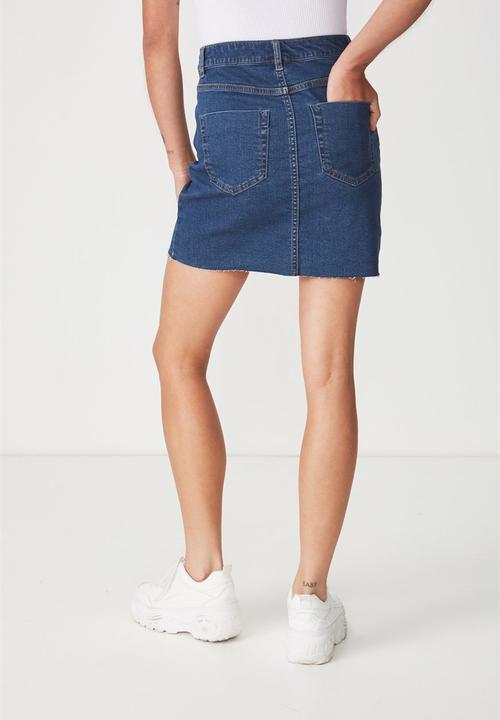Cotton On - Classic stretch denim mini skirt - blue