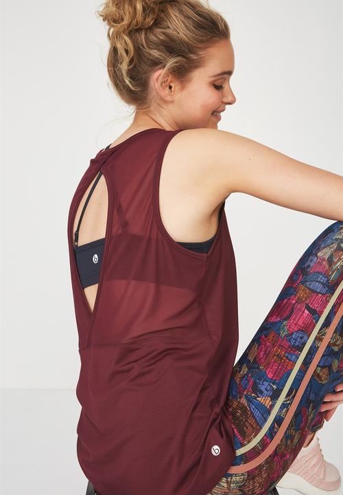 Cotton On - Mesh back tank top - burgundy