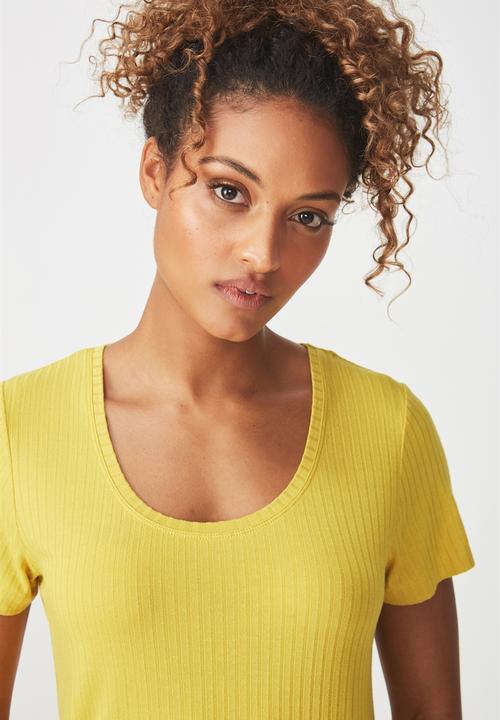 Cotton On - Elise scoop neck rib tee - yellow 