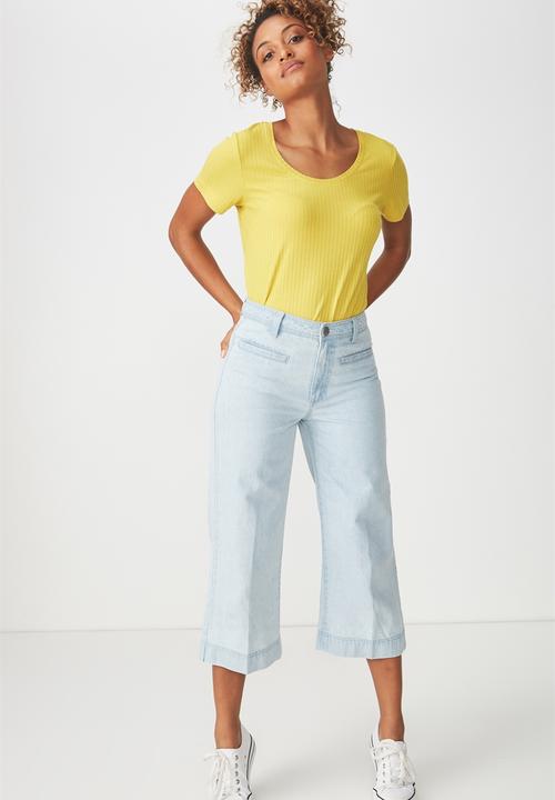 Cotton On - Elise scoop neck rib tee - yellow 