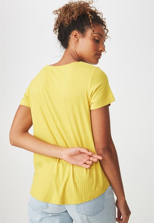 Cotton On - Elise scoop neck rib tee - yellow 