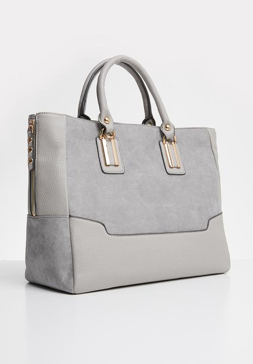 New Look - Suedette panel tote - grey 