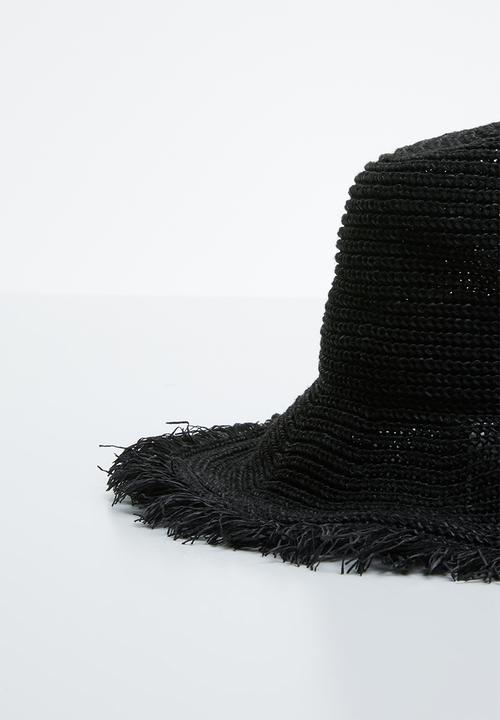 Superbalist - Fringed straw hat - black