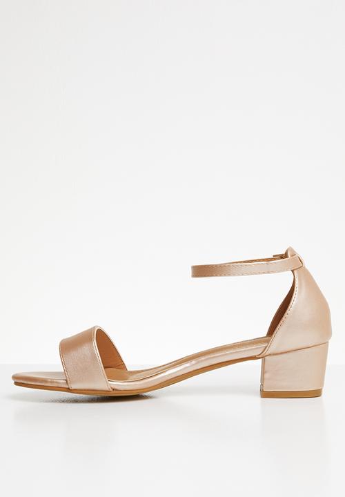 STYLE REPUBLIC - Ankle strap open toe heels - rose gold