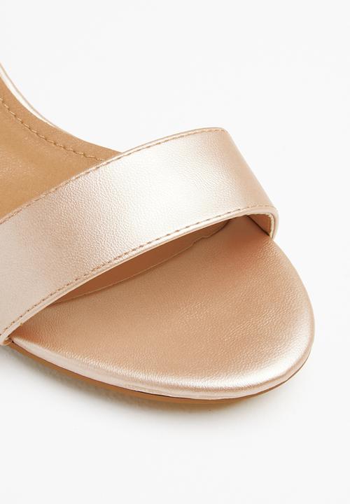 STYLE REPUBLIC - Ankle strap open toe heels - rose gold
