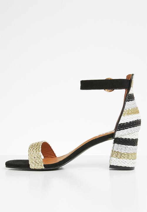 Jada - Metallic colour block heel - black