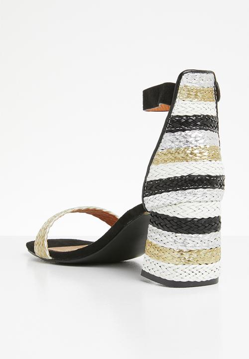 Jada - Metallic colour block heel - black