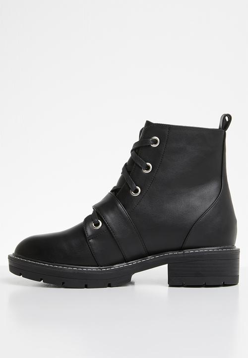 Public Desire - Regeneration silver hardware flat boot - black 