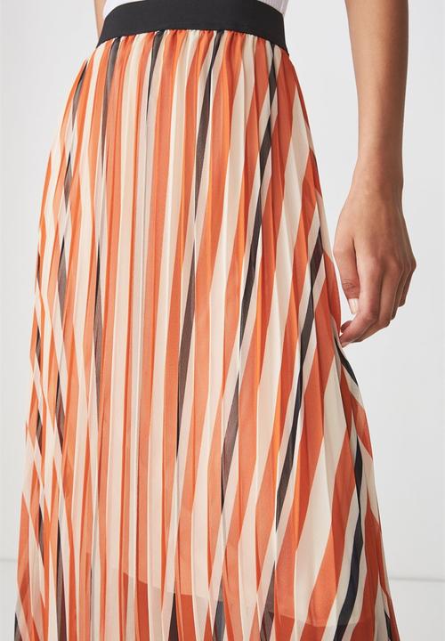 Cotton On - Woven pleated midi skirt - orange 