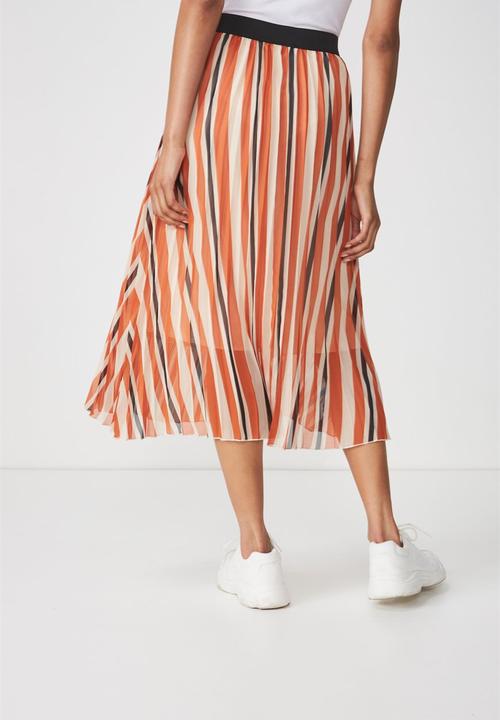 Cotton On - Woven pleated midi skirt - orange 