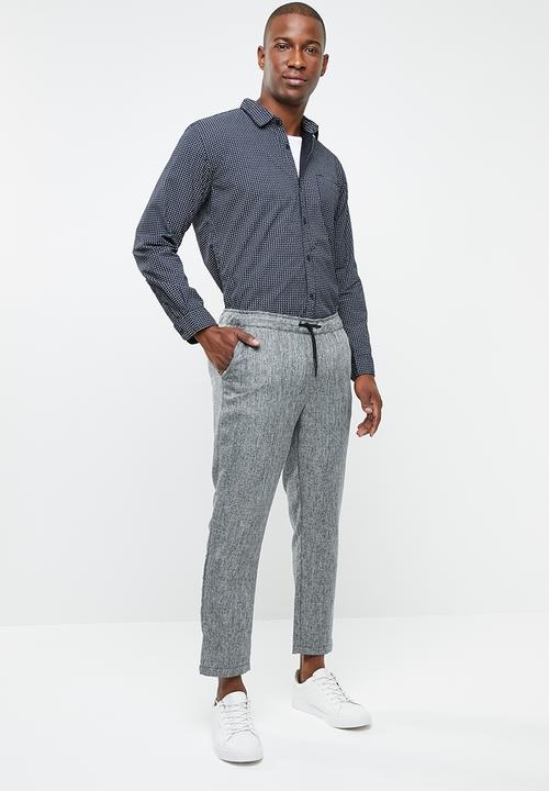 STYLE REPUBLIC - Afro geo long sleeve shirt - blue & white 