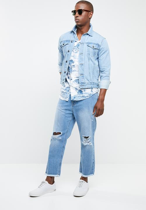 STYLE REPUBLIC - Captain revere collar shirt - white & blue