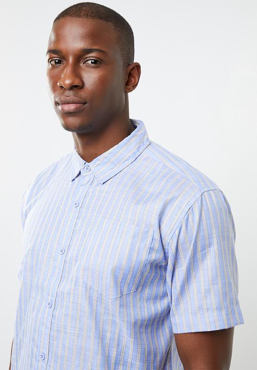 STYLE REPUBLIC - Docks striped short sleeve shirt - blue & yellow