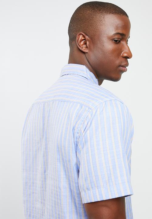 STYLE REPUBLIC - Docks striped short sleeve shirt - blue & yellow