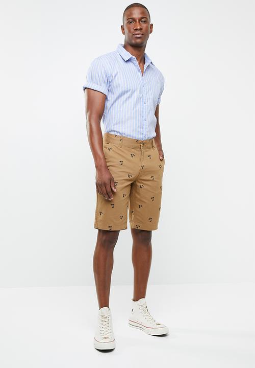 STYLE REPUBLIC - Docks striped short sleeve shirt - blue & yellow