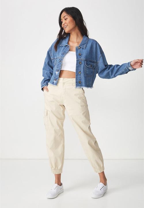 Cotton On - Cropped batwing denim jacket - blue
