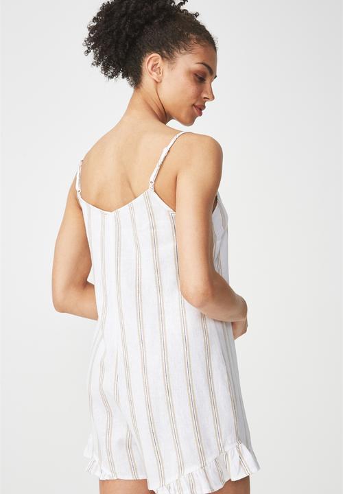 Cotton On - Woven lily strappy frill playsuit - white
