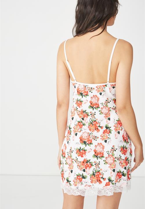 Cotton On - Lace slinky nightie - white & red