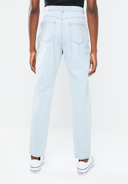 Missguided - Riot high rise double popper mom jean - blue