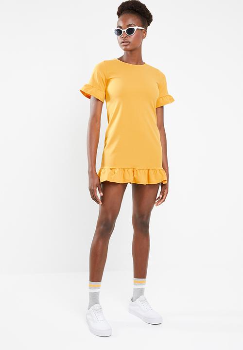 Missguided - Frill detail mini dress - yellow