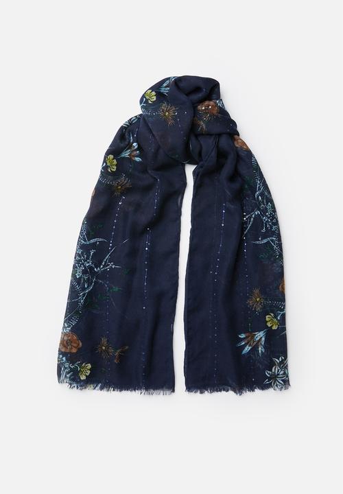 Joy Collectables - Floral print scarf - navy