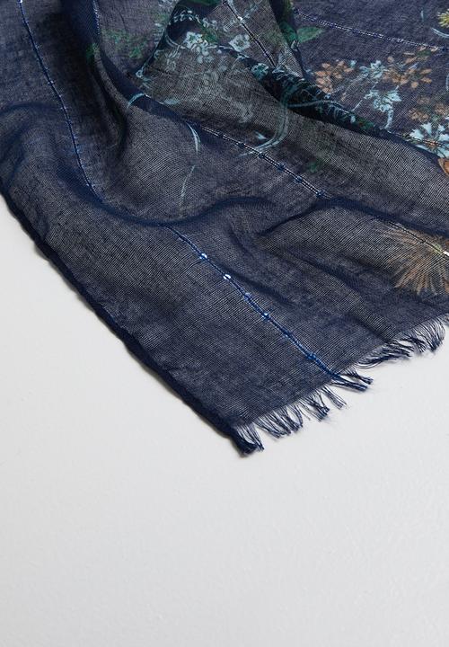 Joy Collectables - Floral print scarf - navy