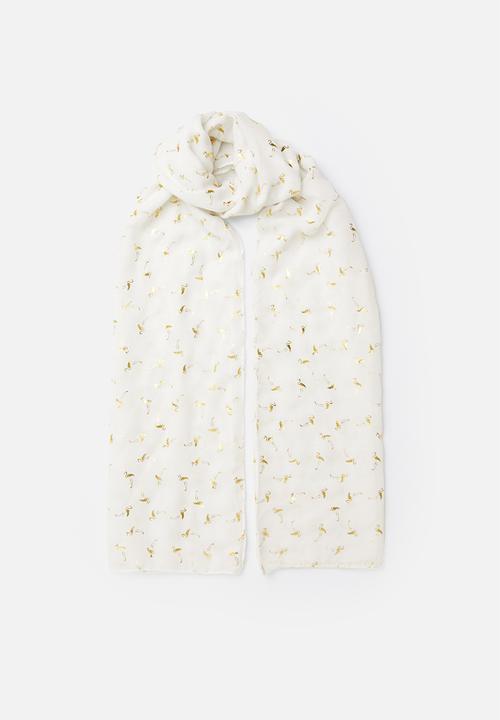 Joy Collectables - Printed detail scarf - white & gold