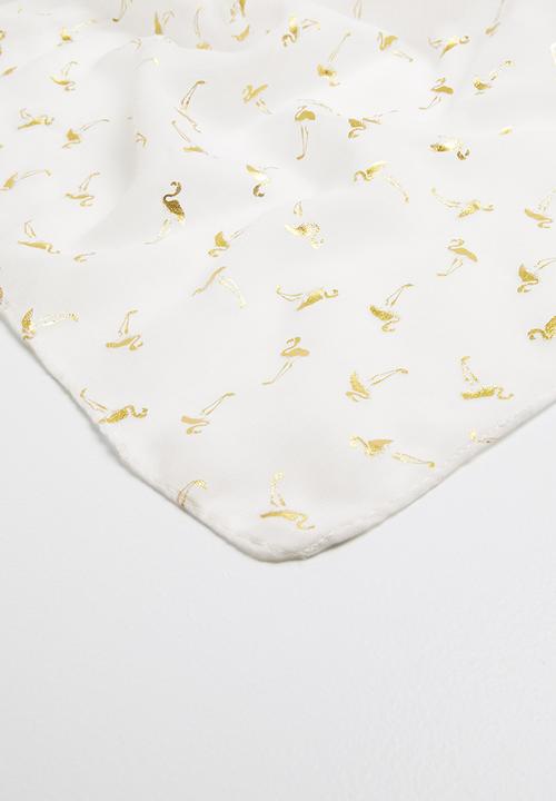 Joy Collectables - Printed detail scarf - white & gold