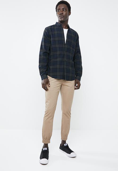 New Look - Long sleeve shirt with check pattern - green & blue 