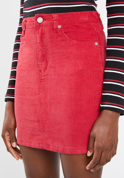 Missguided - Superstretch corduroy skirt - red