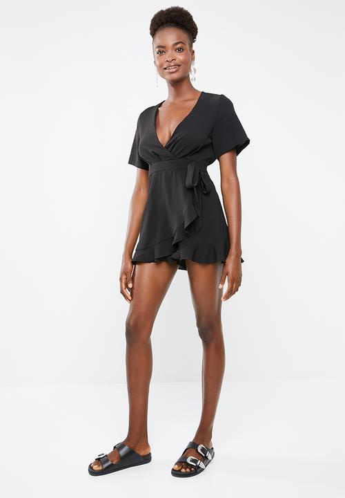 Missguided - Wrap over playsuit - black