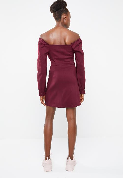 Missguided - Button-down milkmaid dress - burgundy