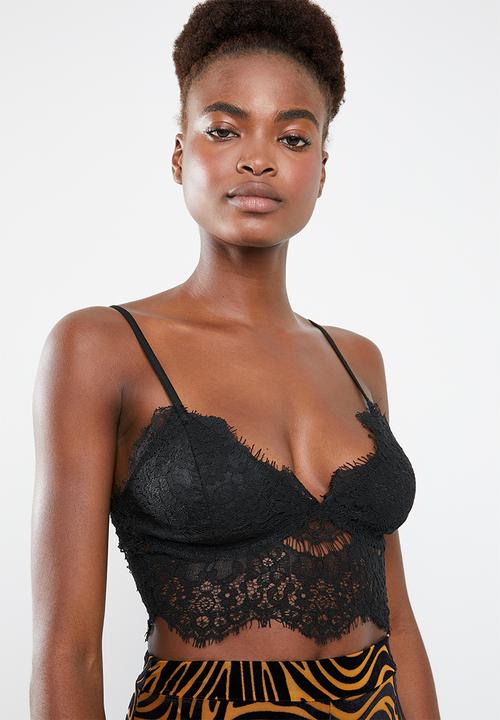 Missguided - Corded lace bralette - black