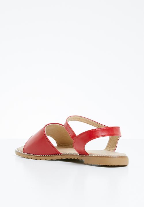 edit - Studded ankle strap sandals - red