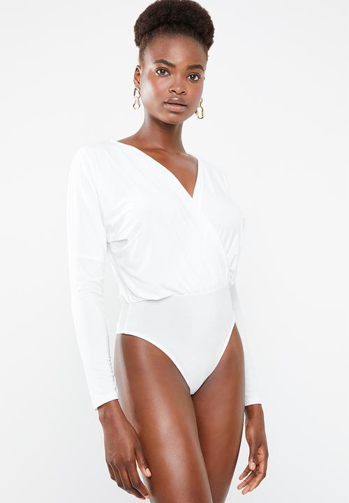 Missguided - Jersey blouse bodysuit - white