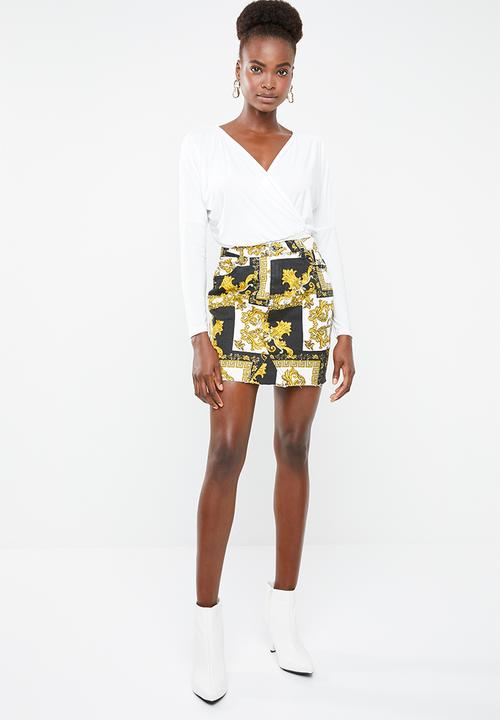 Missguided - Jersey blouse bodysuit - white