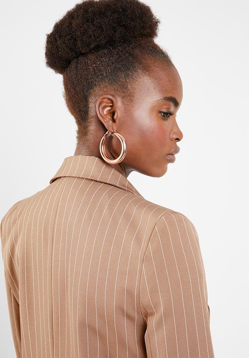 Missguided - Pinstripe boyfriend blazer - brown