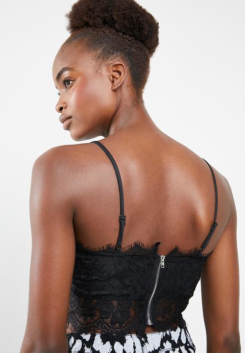 Missguided - Strappy straight necklace bralette - black