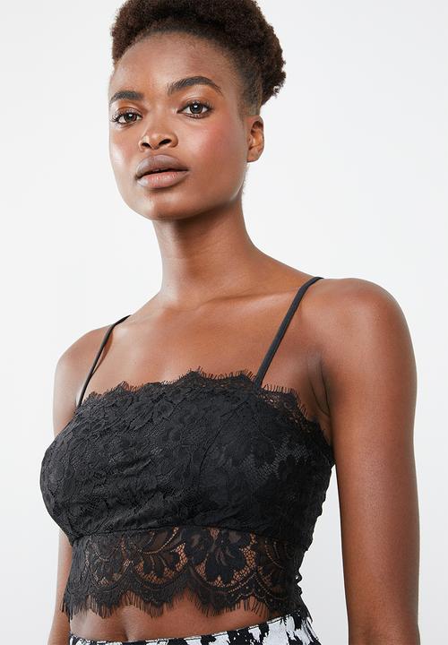 Missguided - Strappy straight necklace bralette - black