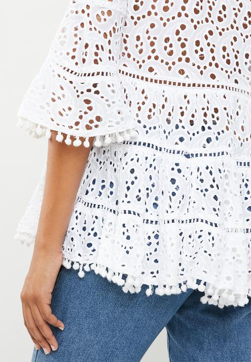 G Couture - Anglaise bell sleeve blouse  - white