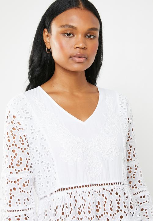 G Couture - Anglaise bell sleeve blouse  - white