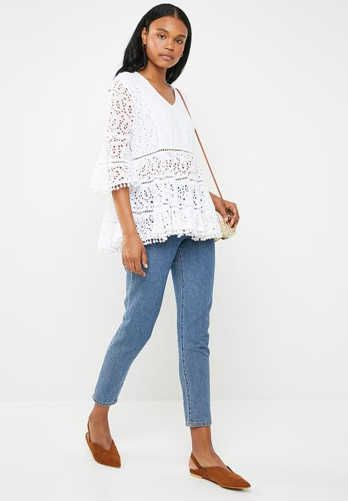 G Couture - Anglaise bell sleeve blouse  - white