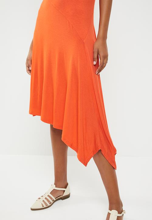 edit - Asymmetric hemline dress - orange