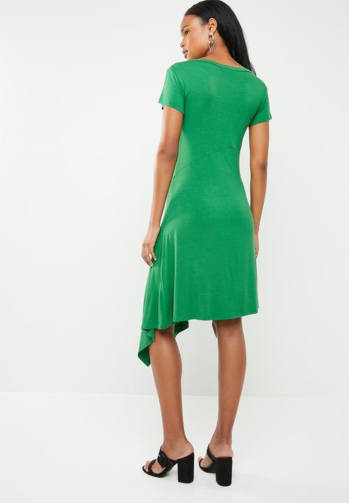 edit - Asymmetric hemline dress - green