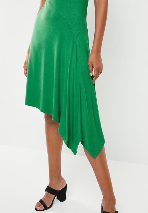 edit - Asymmetric hemline dress - green