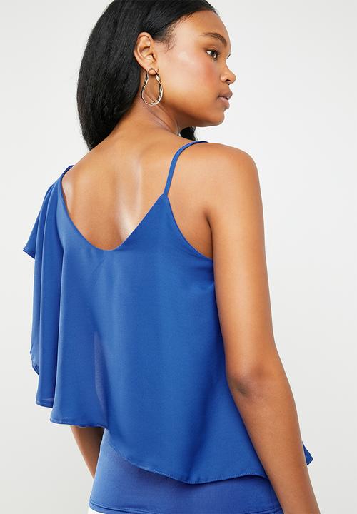 edit - Strappy overlay top - blue