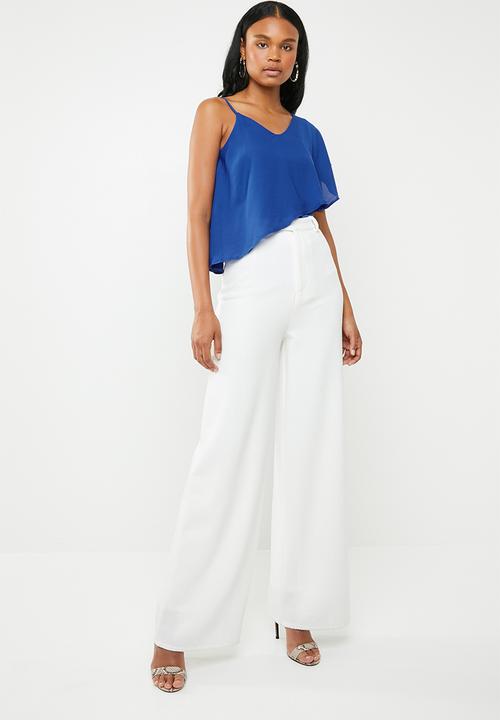 edit - Strappy overlay top - blue
