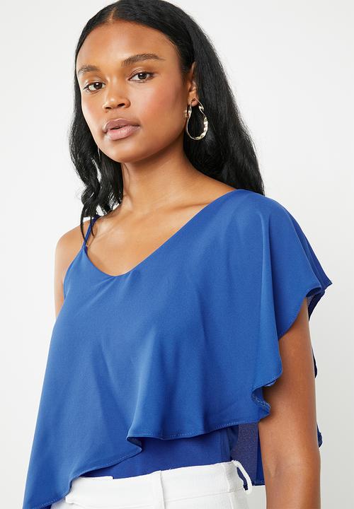 edit - Strappy overlay top - blue